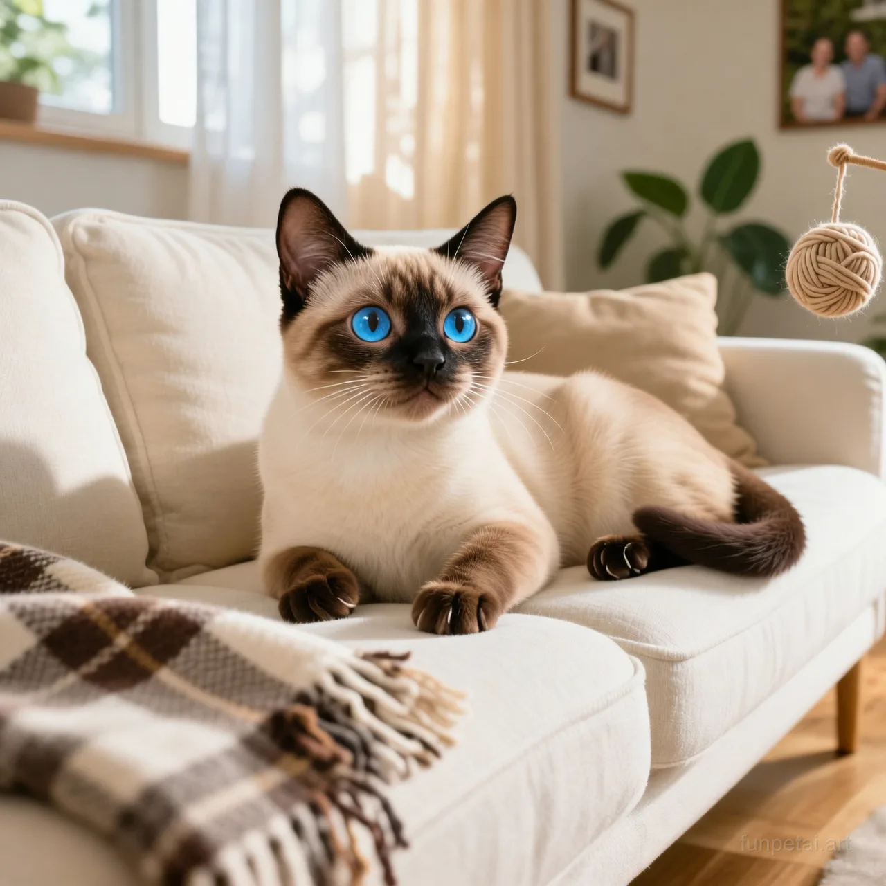 Siamese with a tiny-face studio portrait look, cinematic AI pet portrait