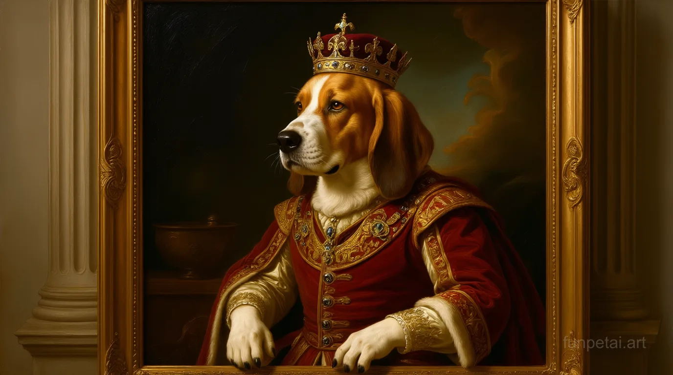 Basset Hound Royal Family AI pet portrait