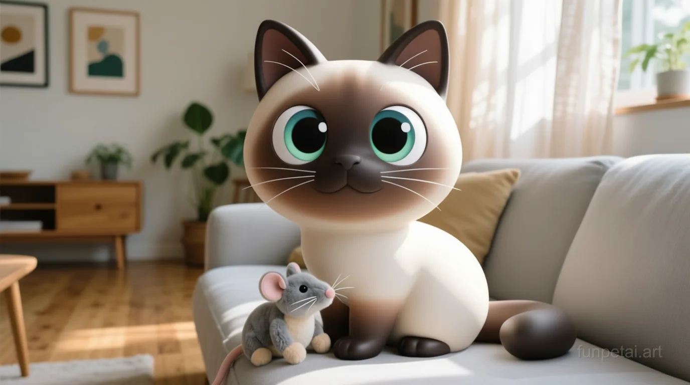 Birman with a tiny-face studio portrait look, cinematic AI pet portrait