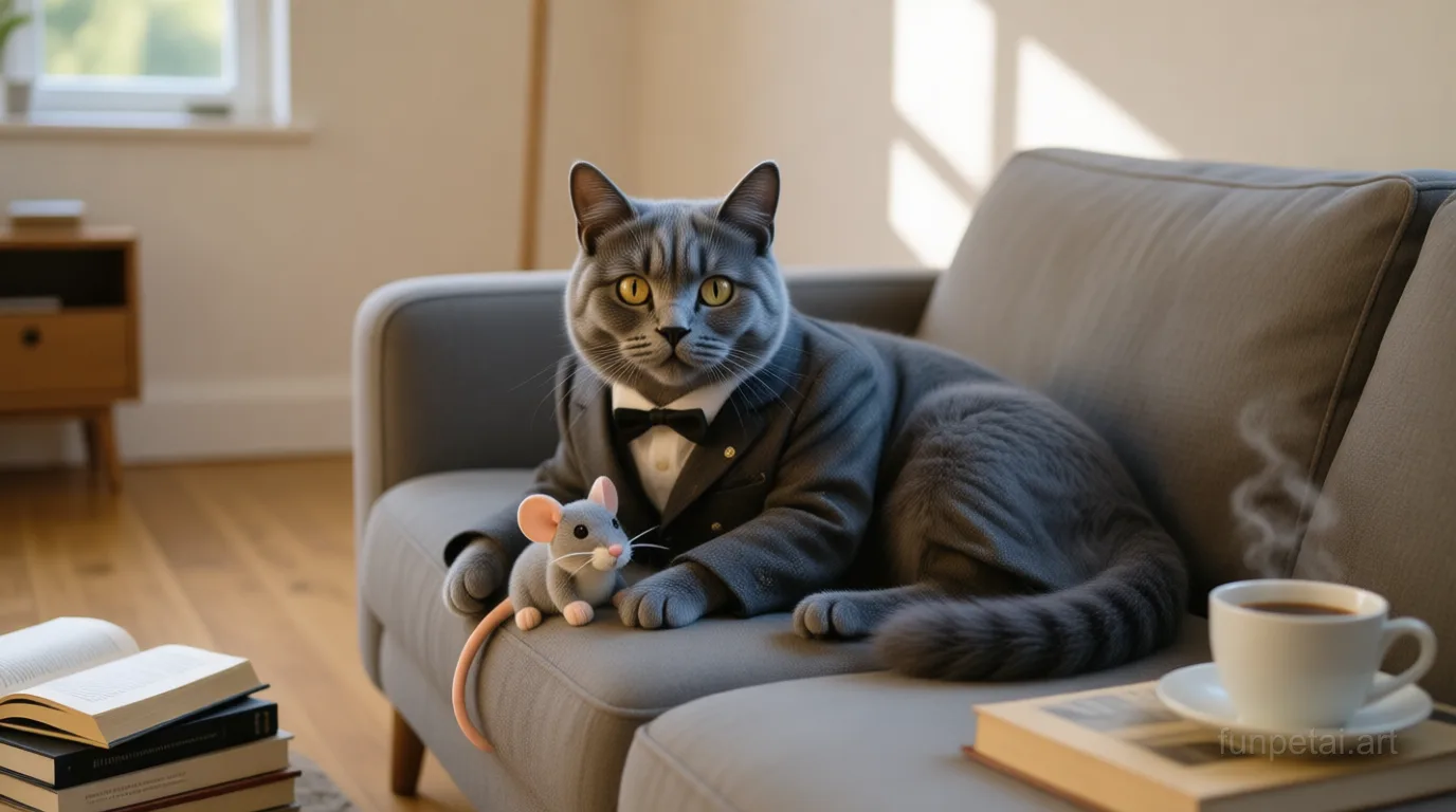 British Shorthair Old Money AI pet portrait