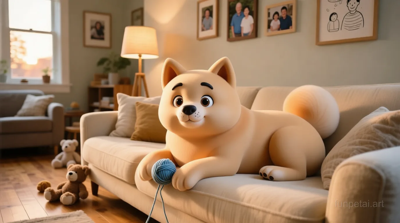 Chow Chow with a tiny-face studio portrait look, cinematic AI pet portrait