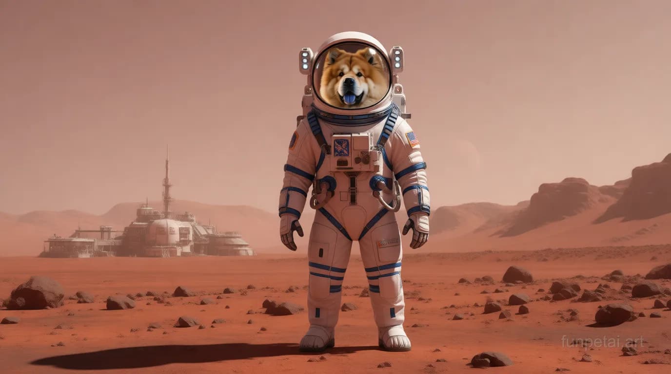 Chow Chow Mars Base AI pet portrait