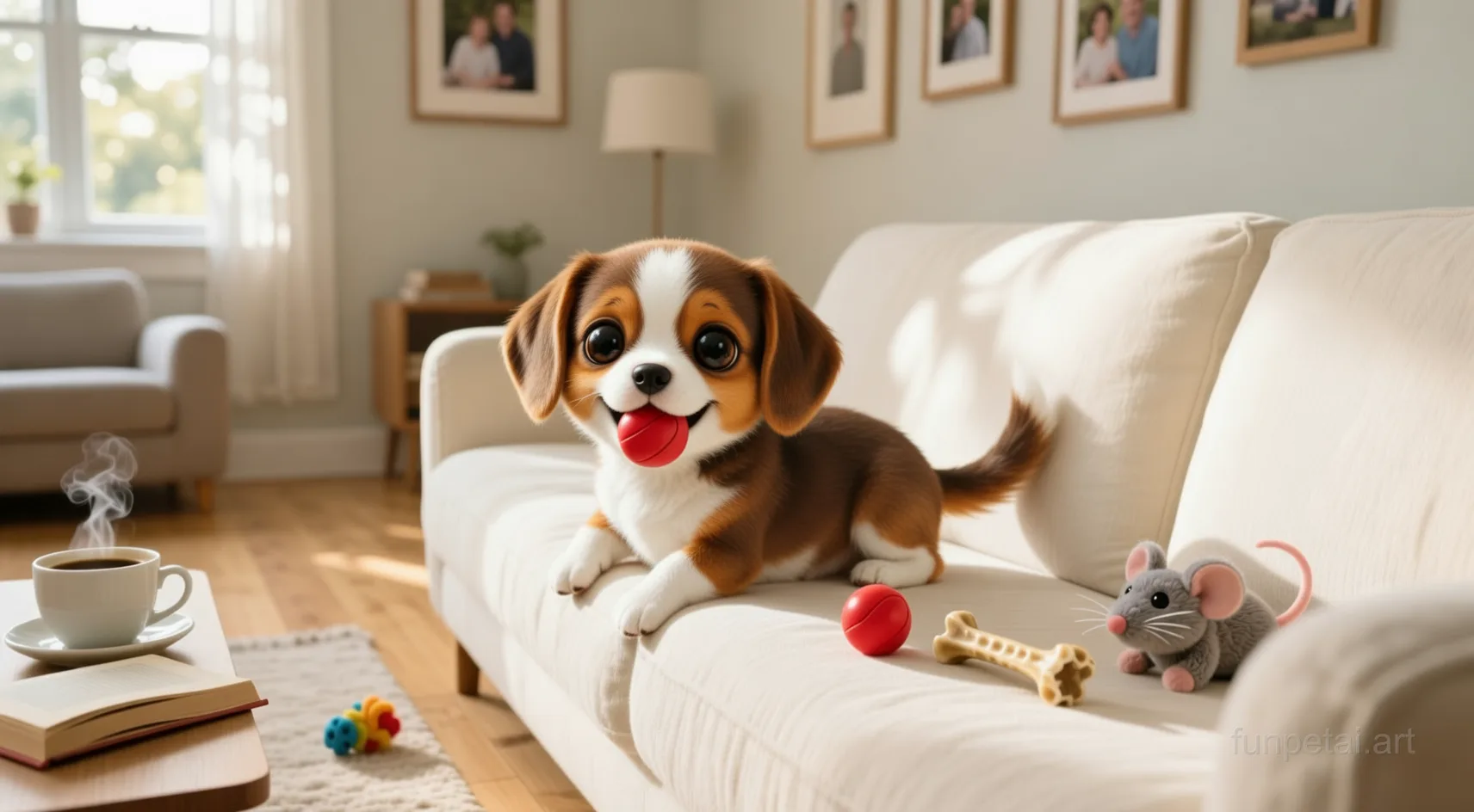 Dachshund with a tiny-face studio portrait look, cinematic AI pet portrait