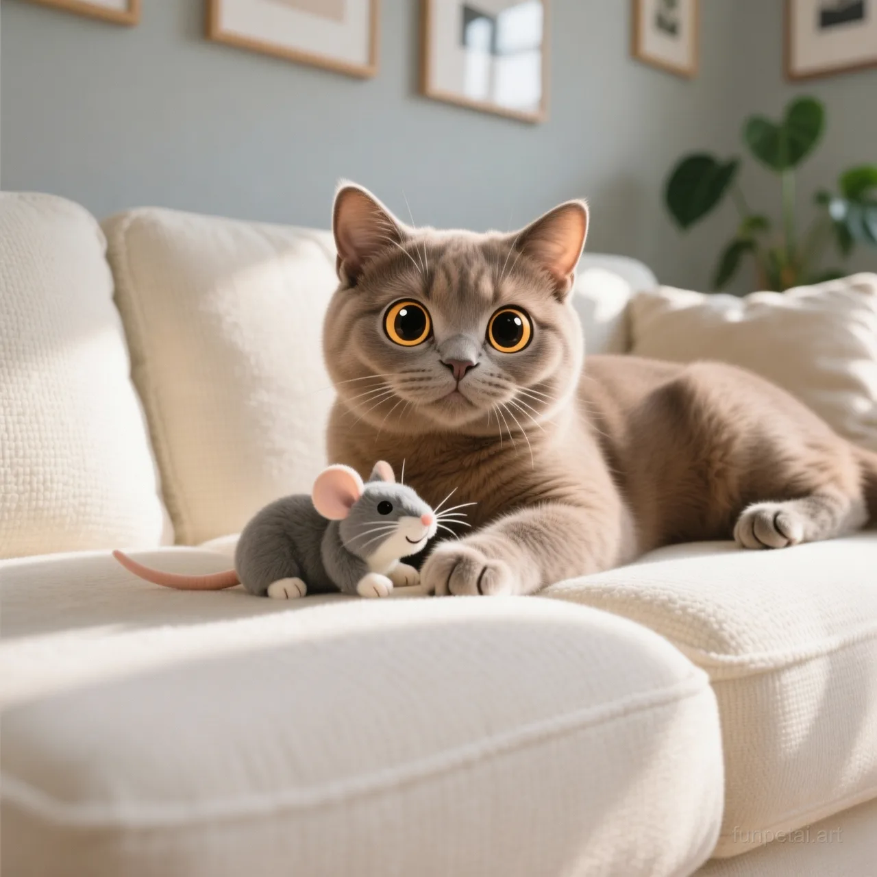 Exotic Shorthair with a tiny-face studio portrait look, cinematic AI pet portrait