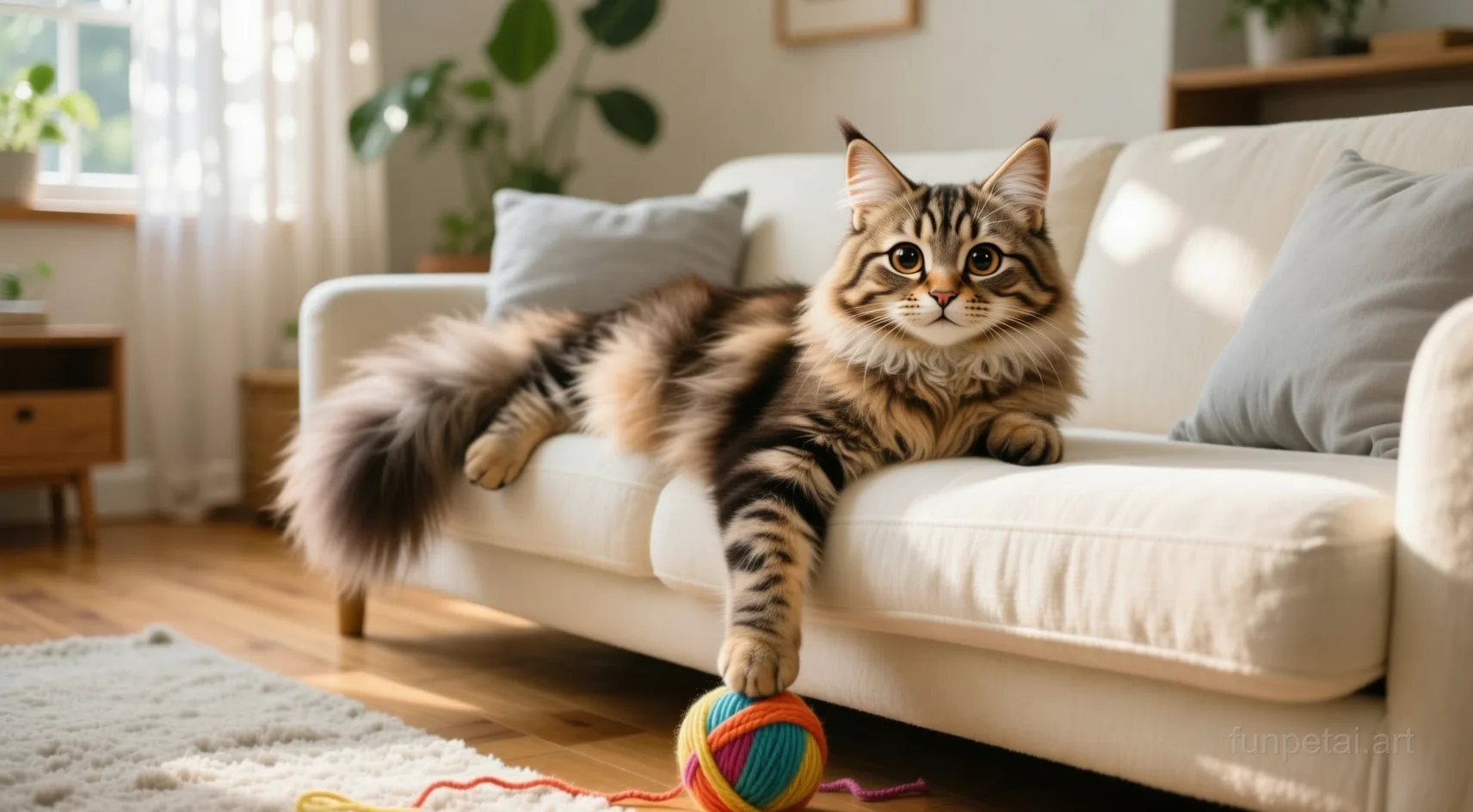 Maine Coon with a tiny-face studio portrait look, cinematic AI pet portrait