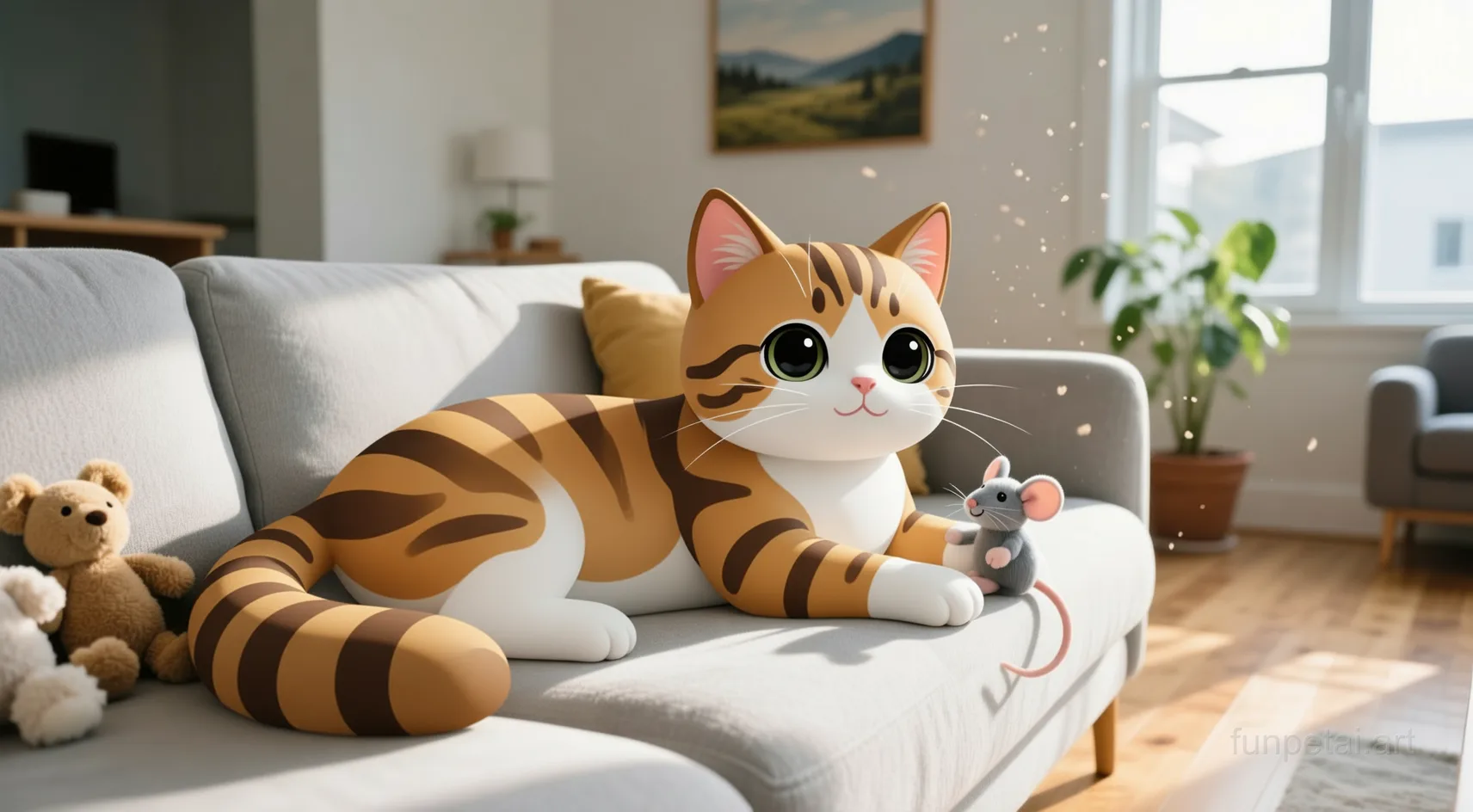 Norwegian Forest Cat with a tiny-face studio portrait look, cinematic AI pet portrait