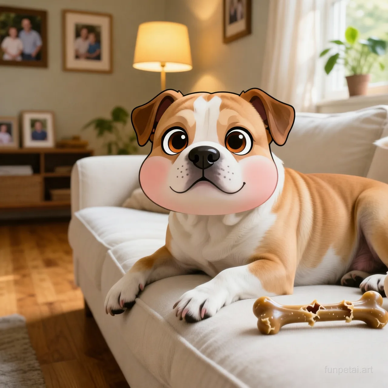 Staffordshire Bull Terrier with a tiny-face studio portrait look, cinematic AI pet portrait