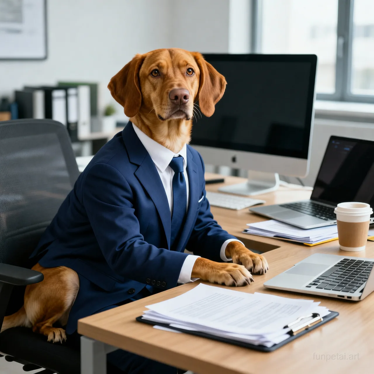 Vizsla Office Life AI pet portrait