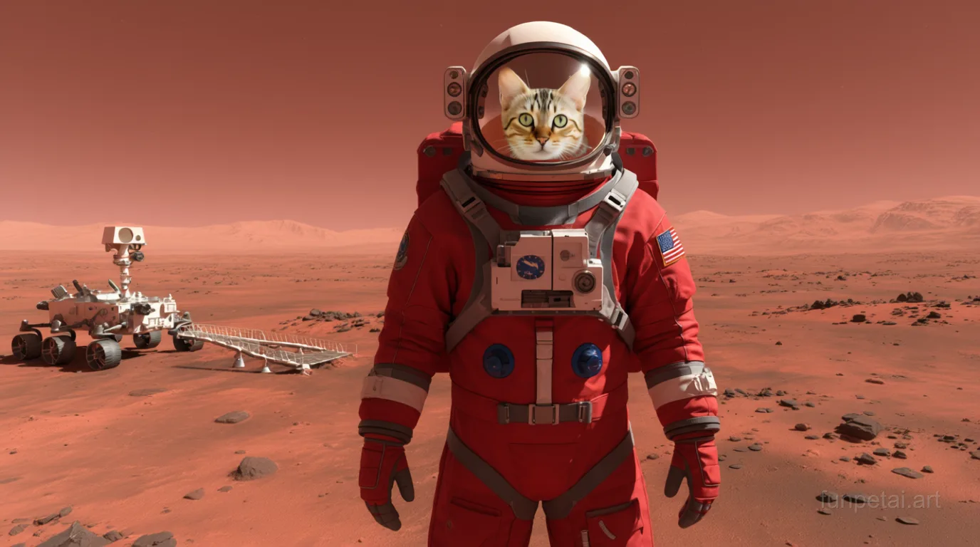 Bengal in Mars Base AI pet portrait style