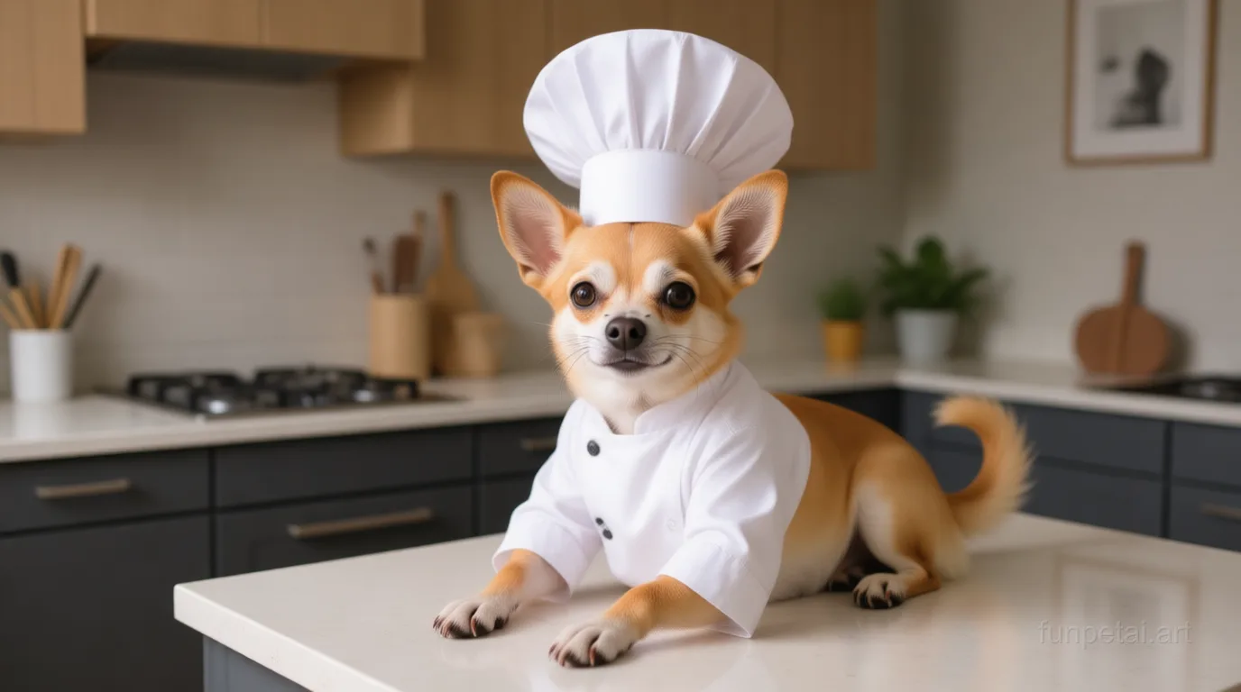 Chihuahua in Top Chef AI pet portrait style